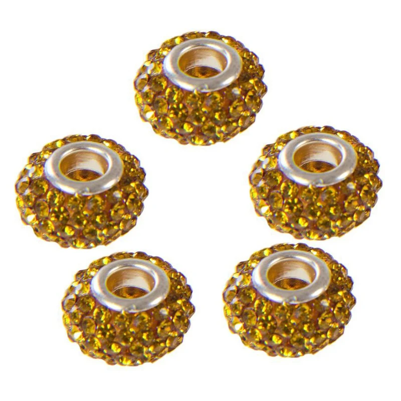 Perles shamballa rondes soucoupes strass cristal ( 5 pièces ) ( 14 mm de diamètre )
