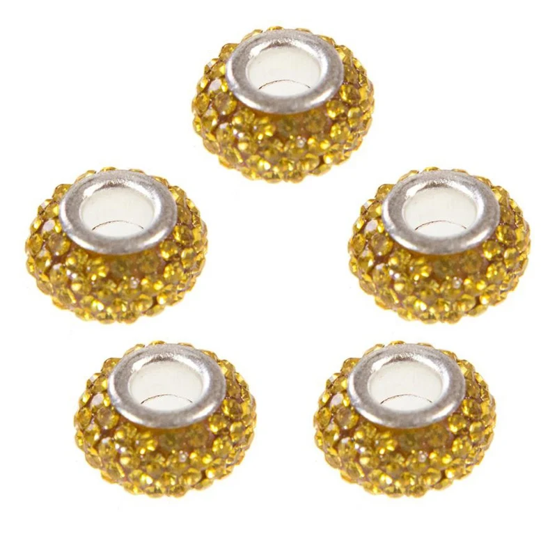 Perles shamballa rondes soucoupes strass cristal ( 5 pièces ) ( 14 mm de diamètre )