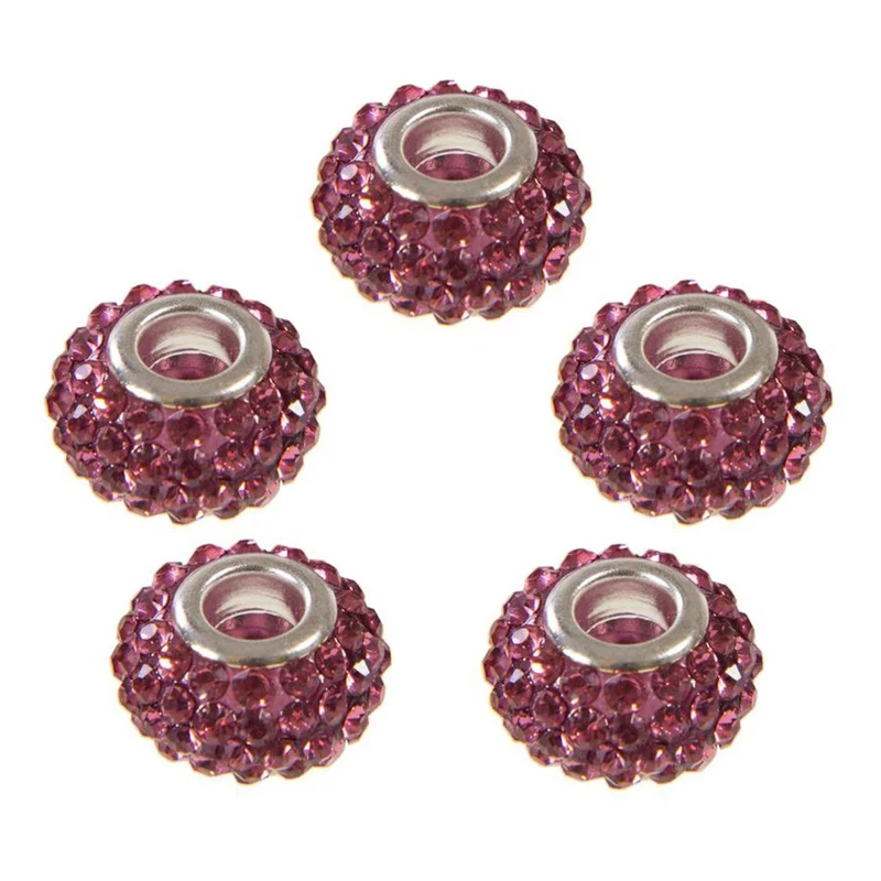 Perles shamballa rondes soucoupes strass cristal ( 5 pièces ) ( 14 mm de diamètre )