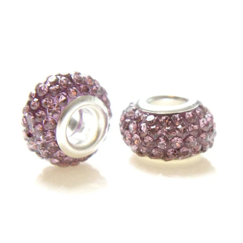 Perles shamballa rondes soucoupes strass cristal ( 5 pièces ) ( 14 mm de diamètre )