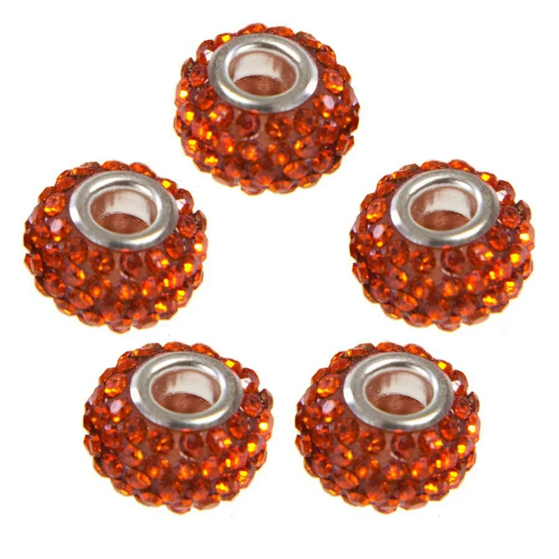 Perles shamballa rondes soucoupes strass cristal ( 5 pièces ) ( 14 mm de diamètre )