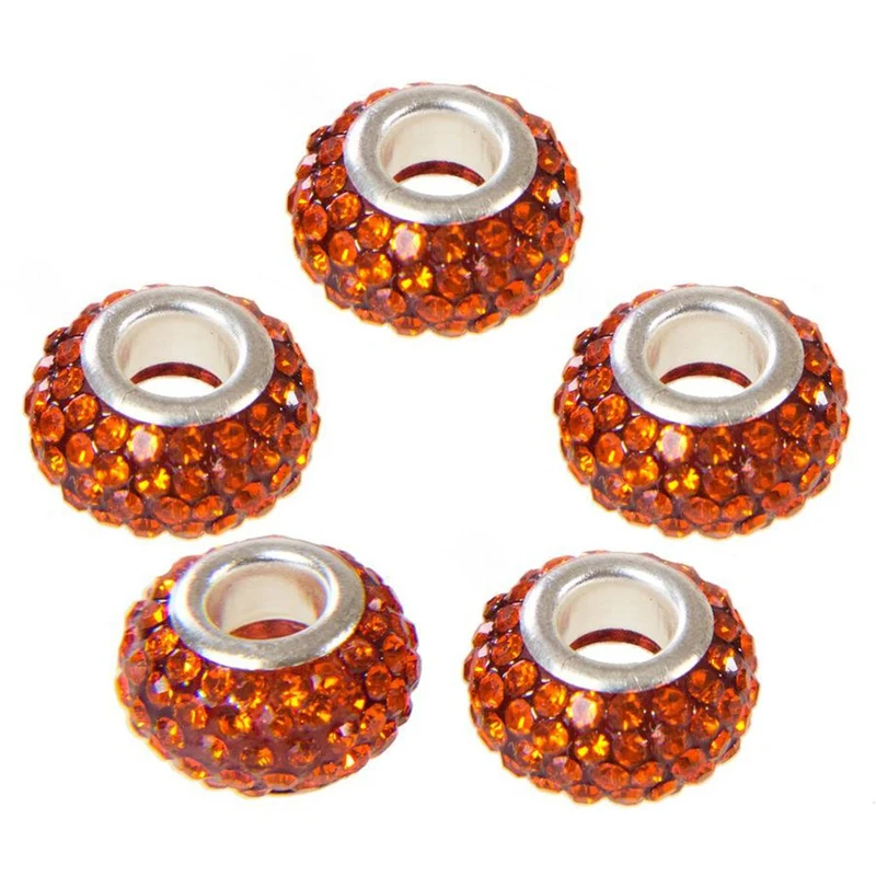 Perles shamballa rondes soucoupes strass cristal ( 5 pièces ) ( 14 mm de diamètre )