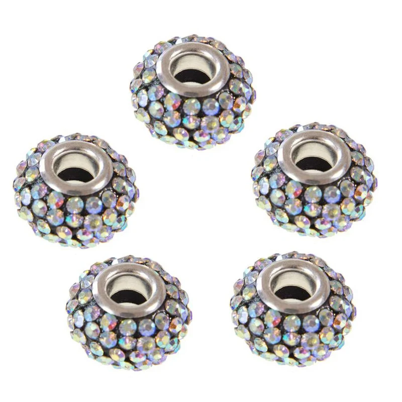 Perles shamballa rondes soucoupes strass cristal 12 mm (lot de 5)