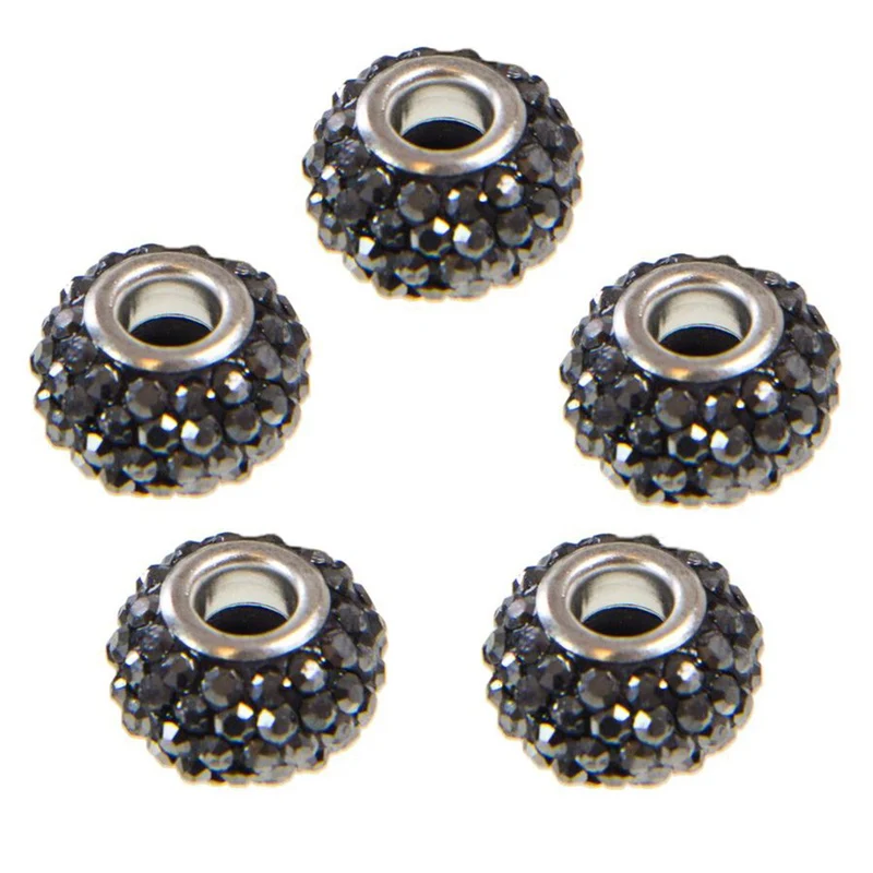 Perles shamballa rondes soucoupes strass cristal 12 mm (lot de 5)