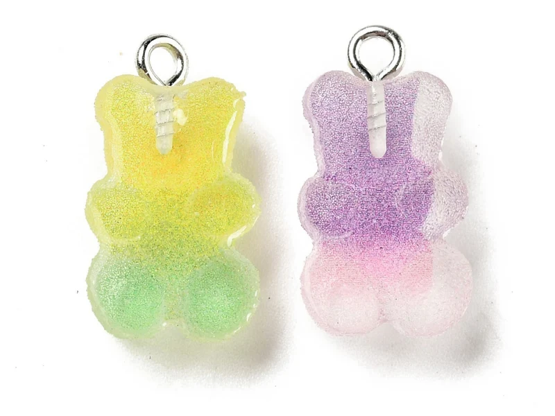 Lot de 10 Breloques Oursons candy en résine translucide multicolore