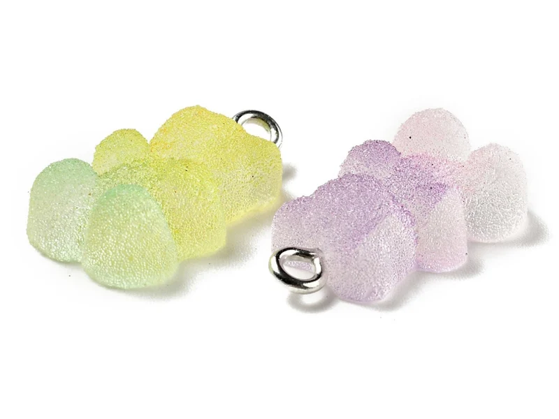 Lot de 10 Breloques Oursons candy en résine translucide multicolore