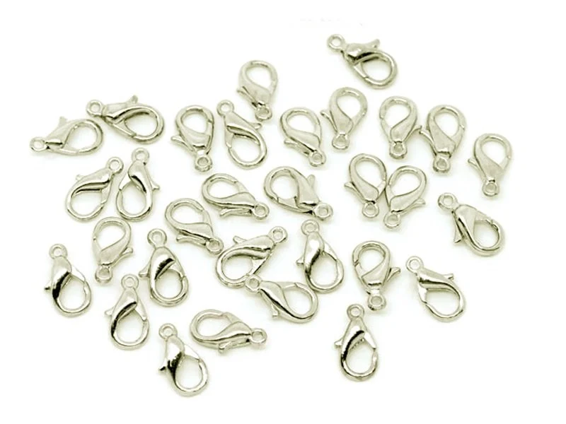 10 fermoirs mousquetons 12 mm - argenté clairs