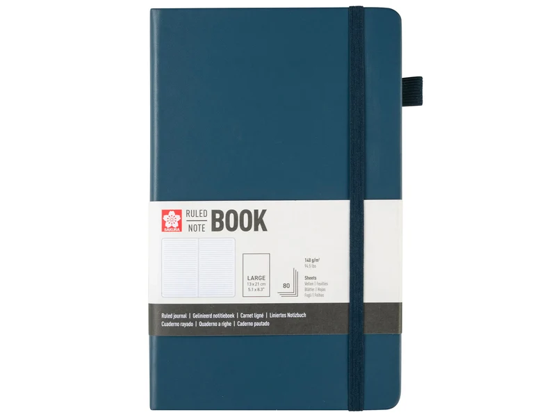 Carnet à couverture rigide format 13x21 cm Sakura ligné Indigo foncé