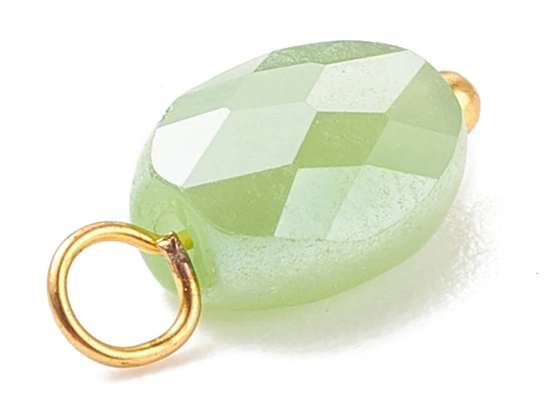 10 pendentifs irisés à facettes en verre - Rond - tons verts - 13 x 6 mm