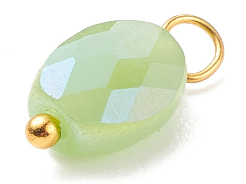 10 pendentifs irisés à facettes en verre - Rond - tons verts - 13 x 6 mm