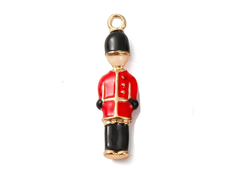 Breloque soldat anglais rouge en émail et doré à l'or fin