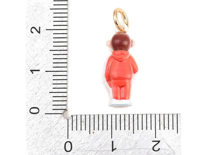 Breloque Charm Singe en combinaison rouge émaillé et doré à l'or fin