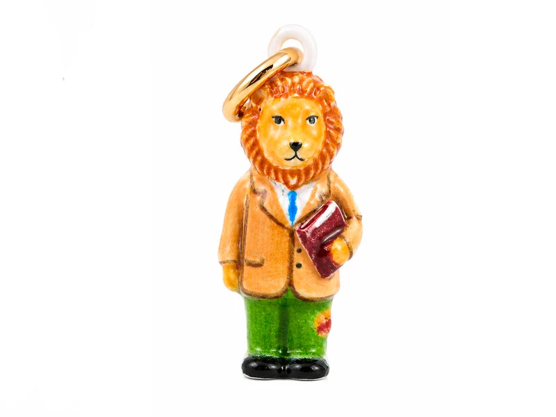 Breloque Lion en costume émaillé et doré à l'or fin