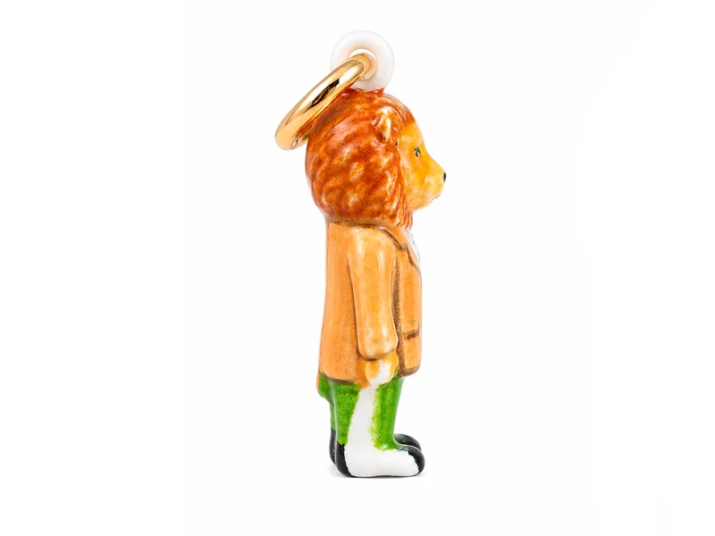 Breloque Lion en costume émaillé et doré à l'or fin