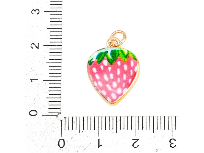 Breloque fraise rose doré à l'or fin