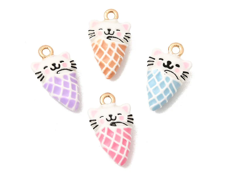 Breloque Glace chat Kawaii or 18k - couleur aléatoire