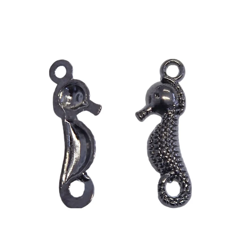 Breloque pendentif hippocampe style tibétain anthracite