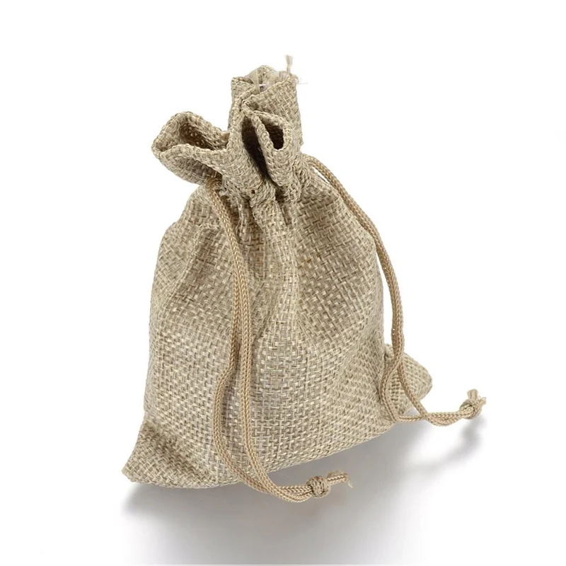 Pochettes jute 9 x 7 cm avec cordon lot de 10