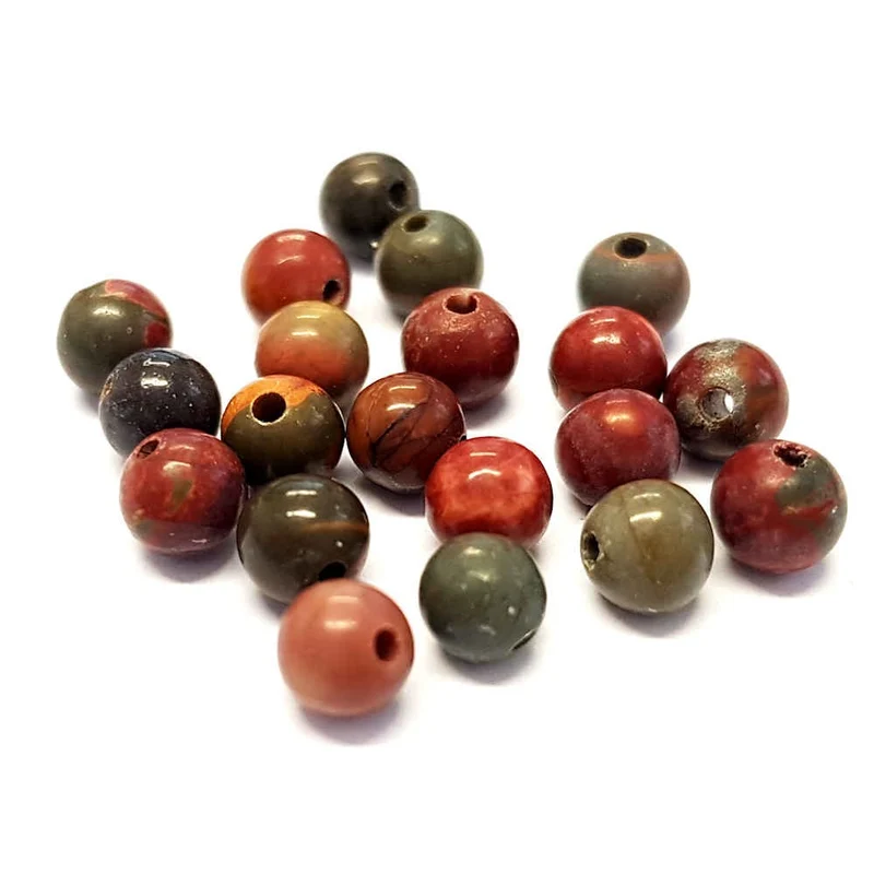 Perles rondes pierre gemme naturelle picasso