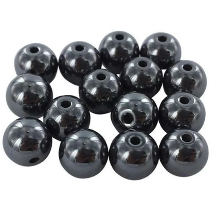 Perles rondes pierre synthétique hématite