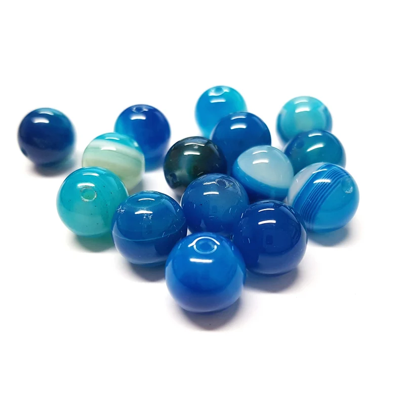 Perles rondes pierre gemme naturelle teinte agate striée