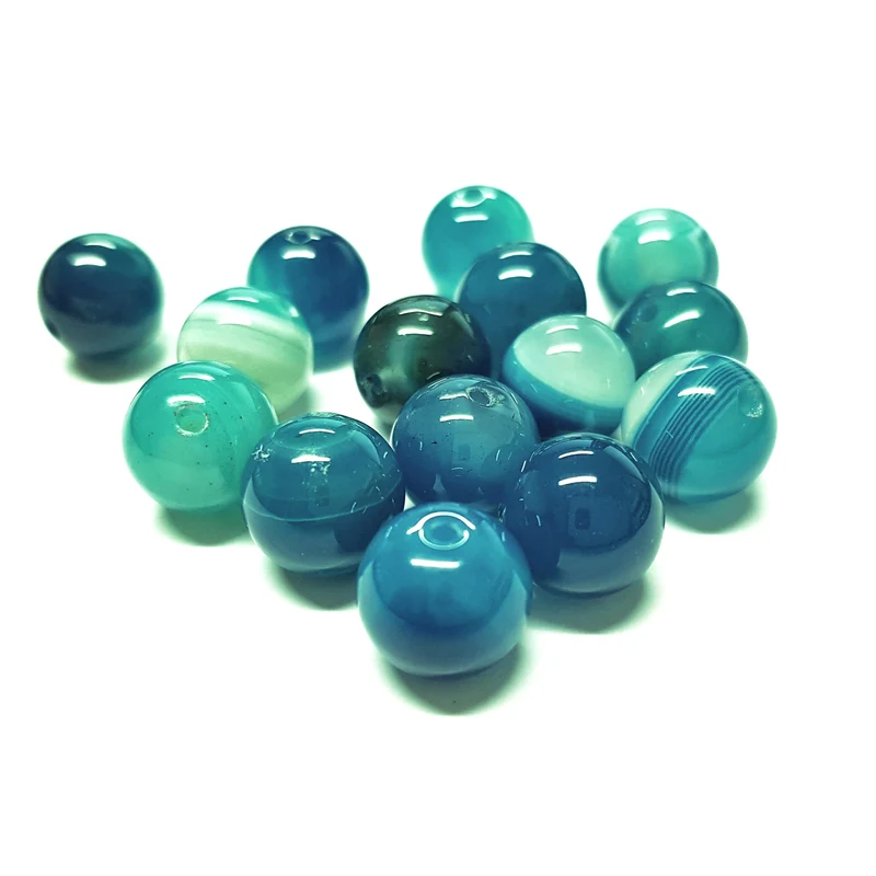 Perles rondes pierre gemme naturelle teinte agate striée