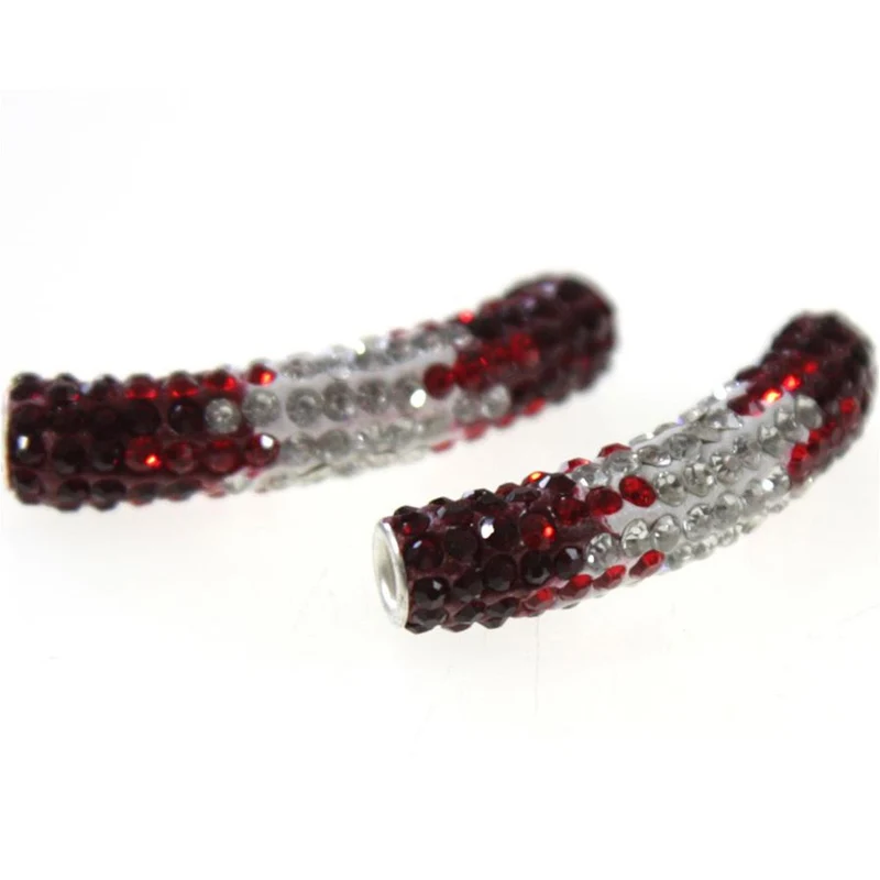 Perles shamballa tubes bicolores cristal 45 mm (1 pièce)