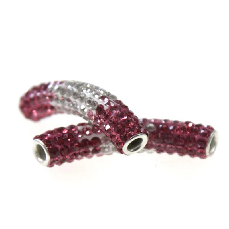 Perles shamballa tubes bicolores cristal 45 mm (1 pièce)