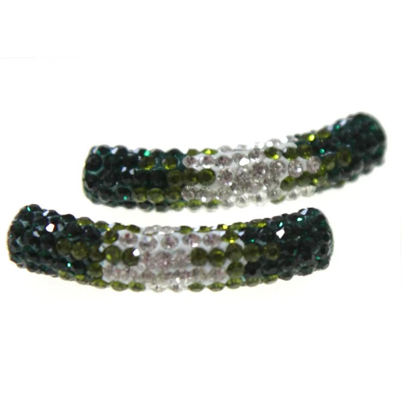 Perles shamballa tubes bicolores cristal 45 mm (1 pièce)