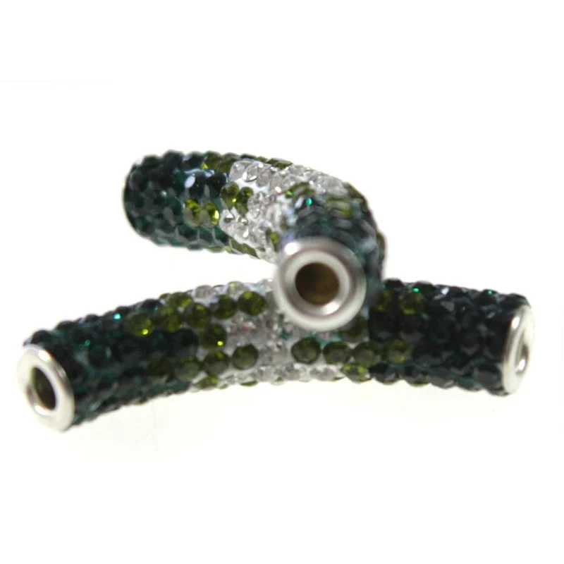 Perles shamballa tubes bicolores cristal 45 mm (1 pièce)