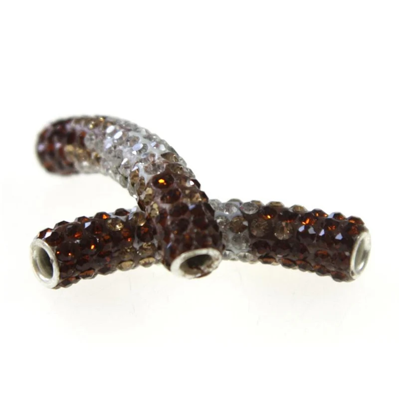 Perles shamballa tubes bicolores cristal 45 mm (1 pièce)
