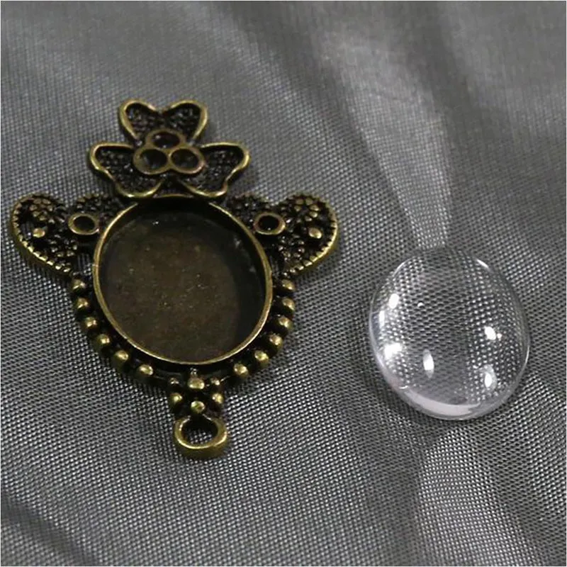 Kit cabochon verre support Daisy 39 x 28 mm (10 pièces)
