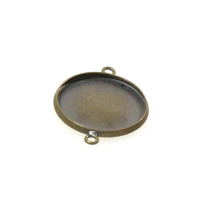 Kit cabochon verre support rond lien 25,5 x 20 mm (5 pièces)