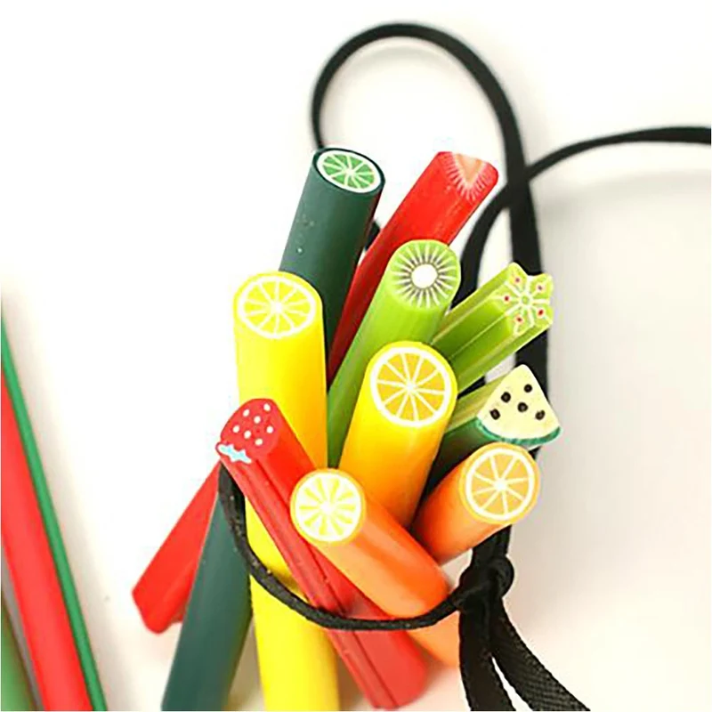 Canes pâte polymère fruits colorés pour ongles et bijoux (10 pièces)