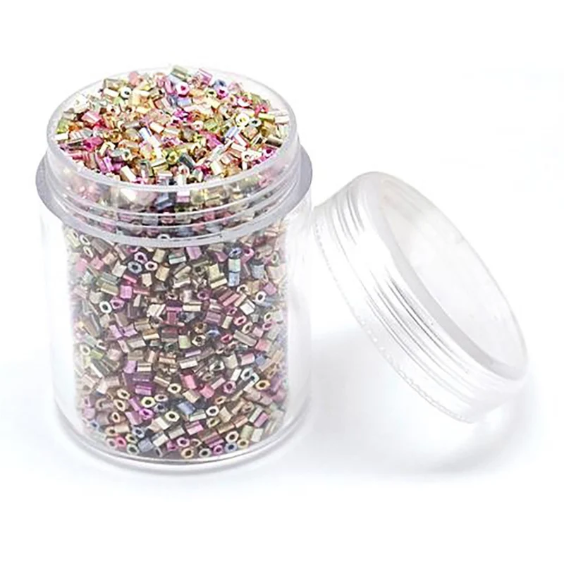 Perles de rocaille irisées tubes à facettes 1.8 à 2.3 mm (3000 pièces)