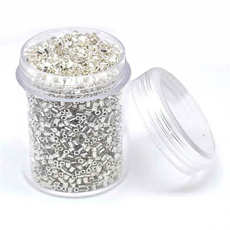 Perles de rocaille irisées tubes à facettes 1.8 à 2.3 mm (3000 pièces)