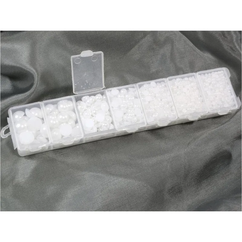 Kit cabochons perles crème plusieurs tailles (1000 pièces)