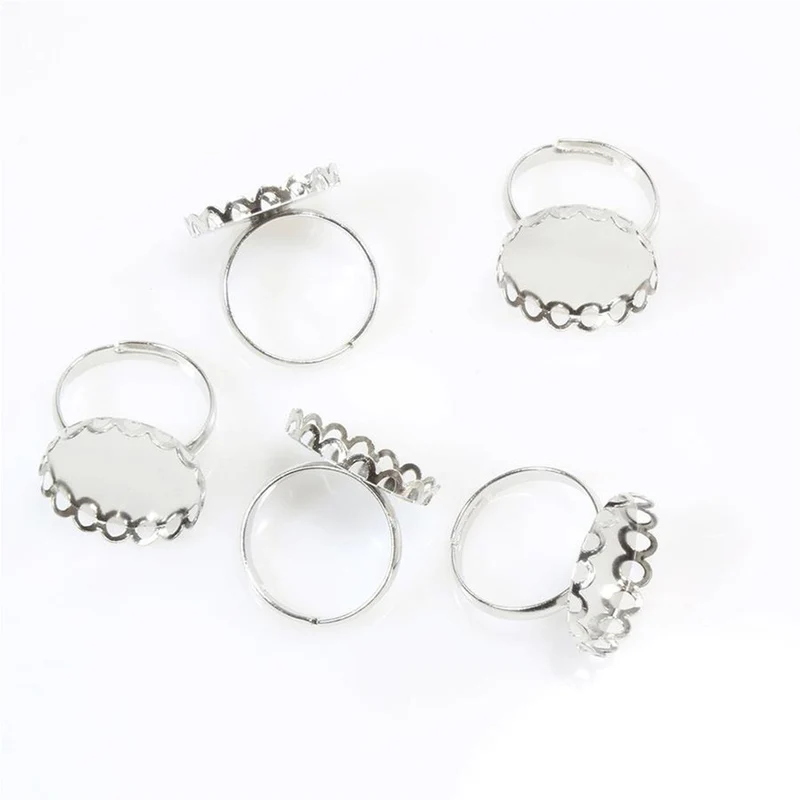 Support cabochon bague Hélène plateau rond 20 mm (5 pièces)