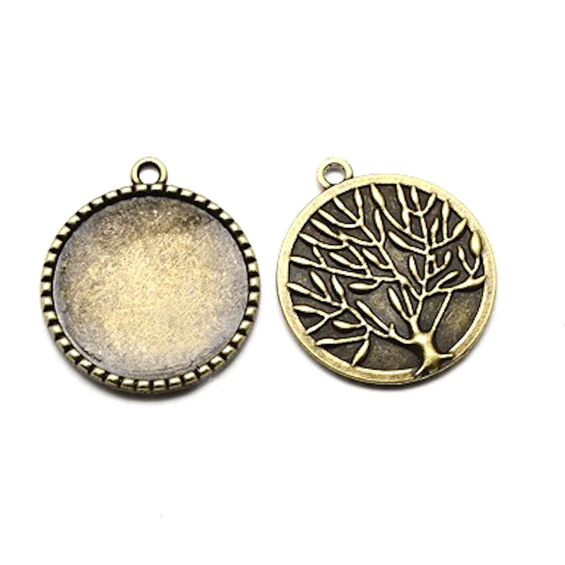 Support cabochon breloque Life Tree 32 x 28 mm (5 pièces)