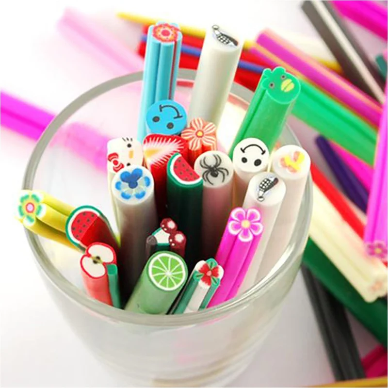 Canes pâte polymère variées pour ongles et bijoux (10 pièces)
