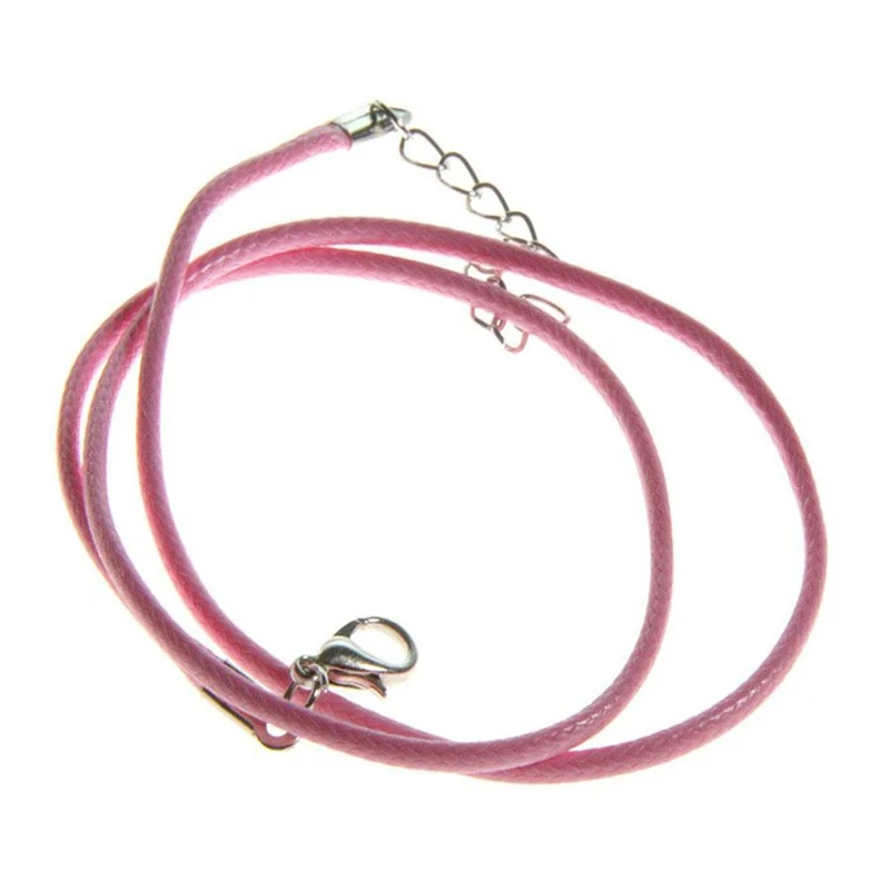Colliers tour de cou 1,5 mm coton ciré fermoir mousqueton et chaînette (5 pièces)