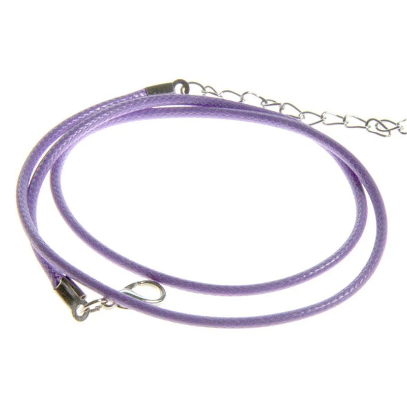 Colliers tour de cou 1,5 mm coton ciré fermoir mousqueton et chaînette (5 pièces)