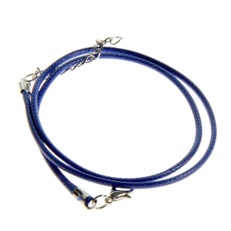 Colliers tour de cou 1,5 mm coton ciré fermoir mousqueton et chaînette (5 pièces)