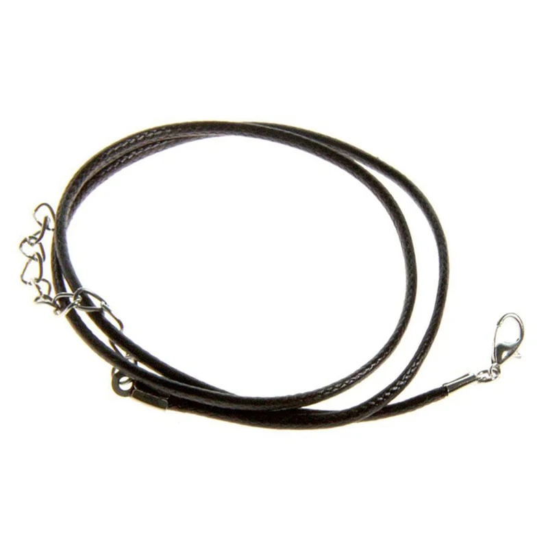 Colliers tour de cou 1,5 mm coton ciré fermoir mousqueton et chaînette (5 pièces)