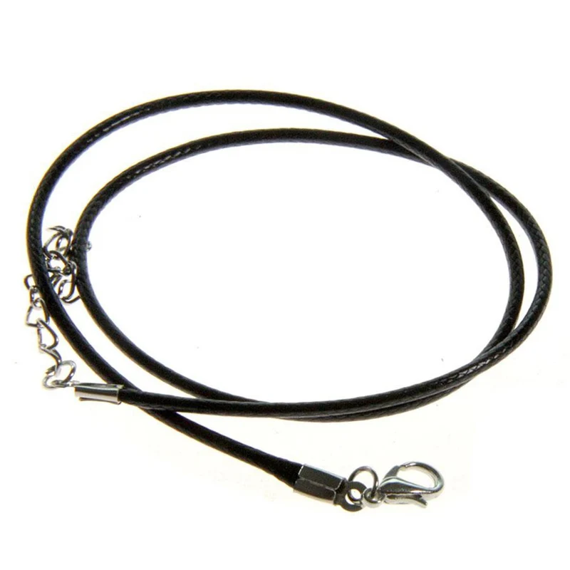 Colliers tour de cou 1,5 mm coton ciré fermoir mousqueton et chaînette (5 pièces)