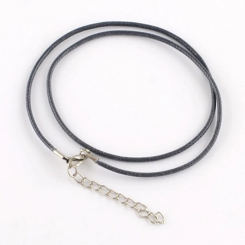 Colliers tour de cou 1,5 mm coton ciré fermoir mousqueton et chaînette (5 pièces)
