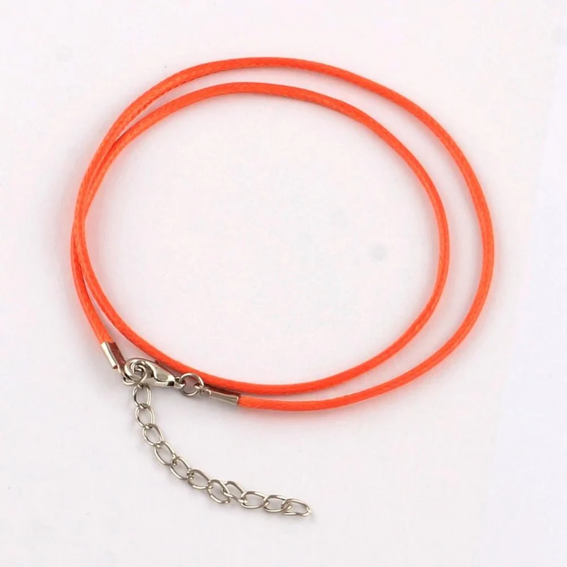 Colliers tour de cou 1,5 mm coton ciré fermoir mousqueton et chaînette (5 pièces)