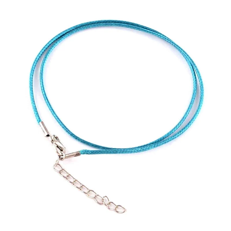 Colliers tour de cou 1,5 mm coton ciré fermoir mousqueton et chaînette (5 pièces)