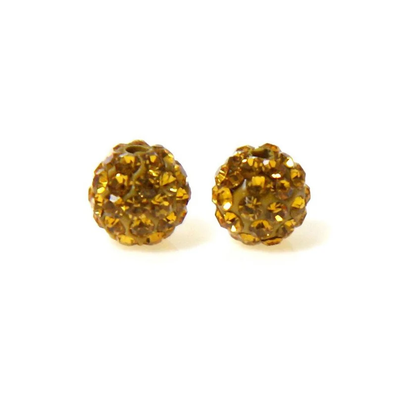 Perles rondes polymère avec strass 10mm (5 pièces)