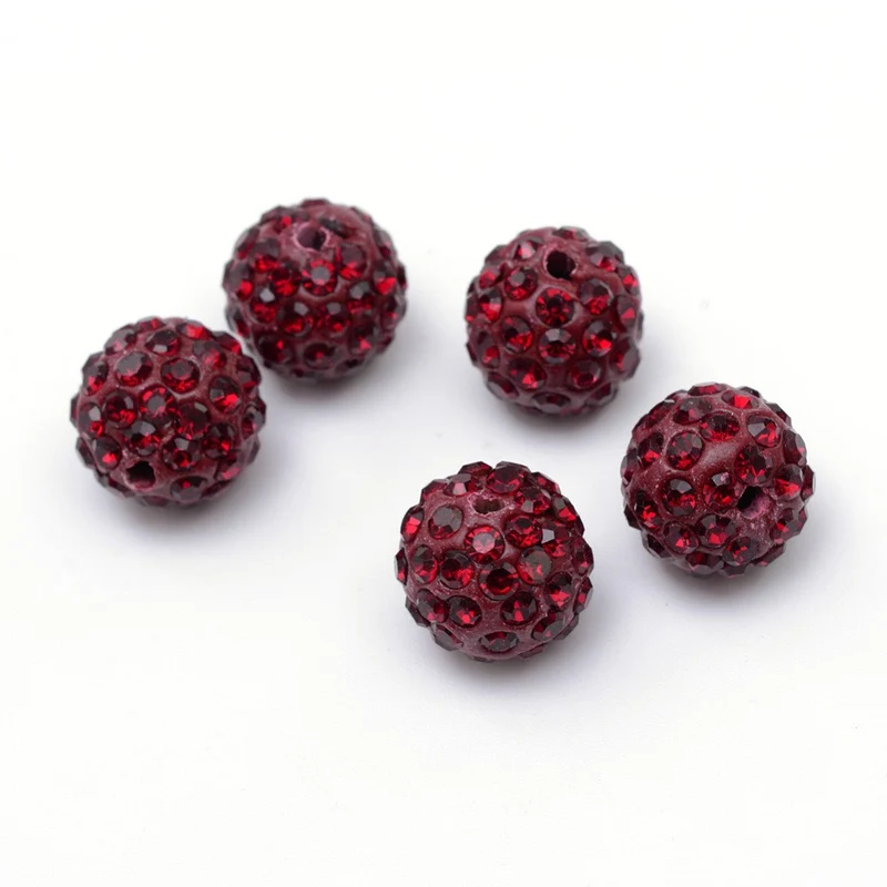 Perles rondes polymère avec strass 10mm (5 pièces)